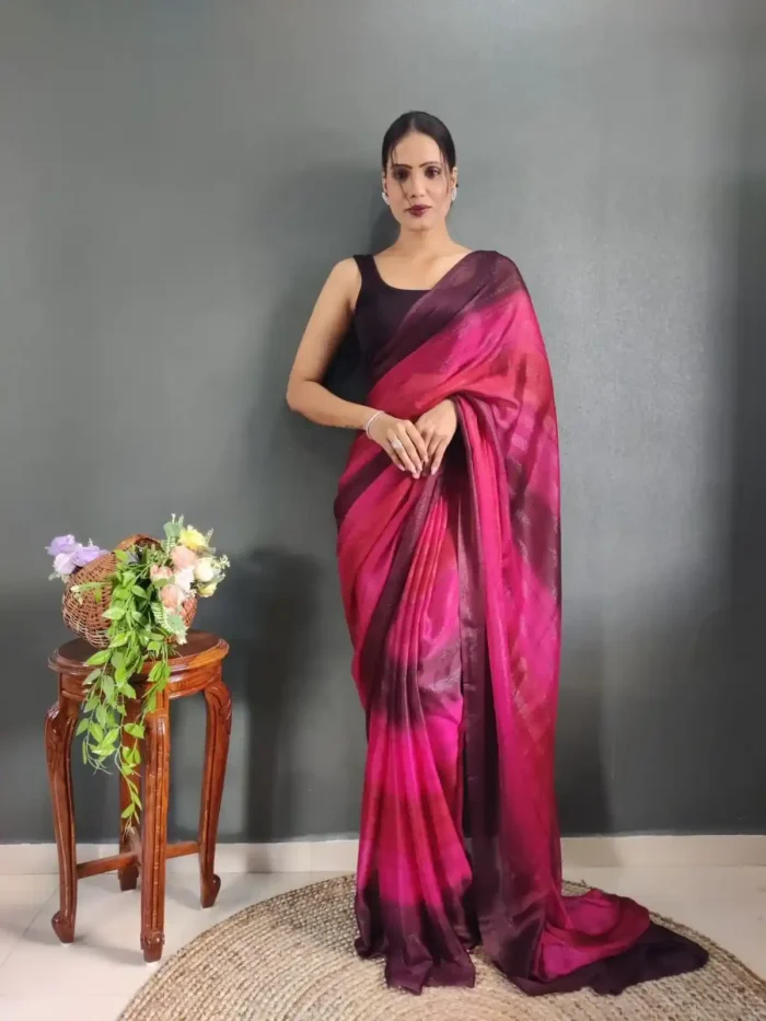 Three Tone Colour Shade Nylon Ready to Wear Saree