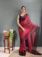 Three Tone Colour Shade Nylon Ready to Wear Saree