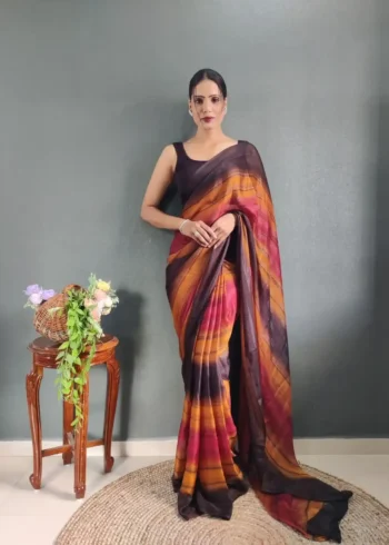 Three Tone Colour Shade Nylon Ready to Wear Saree