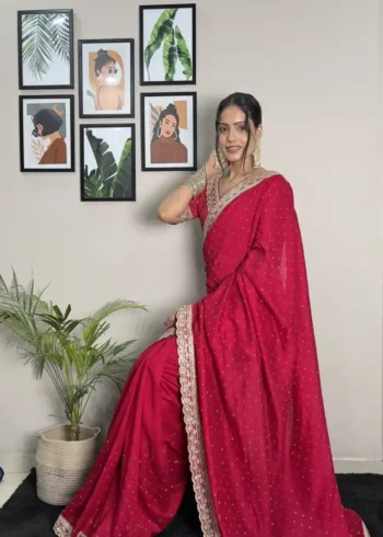 Buy Purple Colour Saree 38 Vichitra Silk Coding & Swarovski Work Stitched Saree