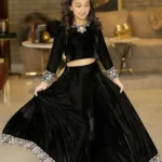 Viscose Velvet Heavy Embroidered Lehenga for kids