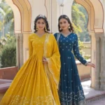 Zari & Sequins Embroidered Faux Georgette Designer Gown