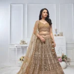 Zari & Thread Floral Pattern Embroidered Bridal & Sangeet Lehenga Choli