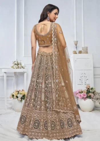 Zari & Thread Floral Pattern Embroidered Bridal & Sangeet Lehenga Choli
