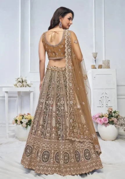 Zari & Thread Floral Pattern Embroidered Bridal & Sangeet Lehenga Choli