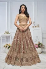 Zari & Thread Floral Pattern Embroidered Bridal & Sangeet Lehenga Choli