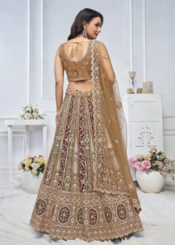 Zari & Thread Floral Pattern Embroidered Bridal & Sangeet Lehenga Choli