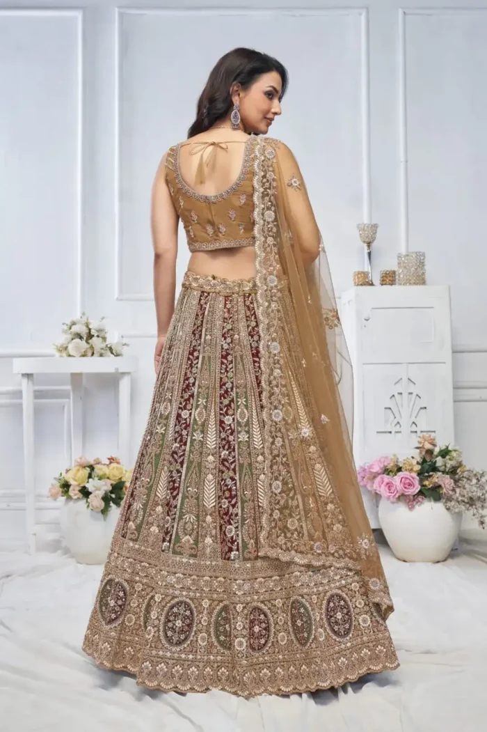 Zari & Thread Floral Pattern Embroidered Bridal & Sangeet Lehenga Choli