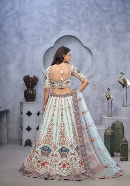 Zari Paisley Embroidery & Silk Patches Work Bridal Lehenga Choli