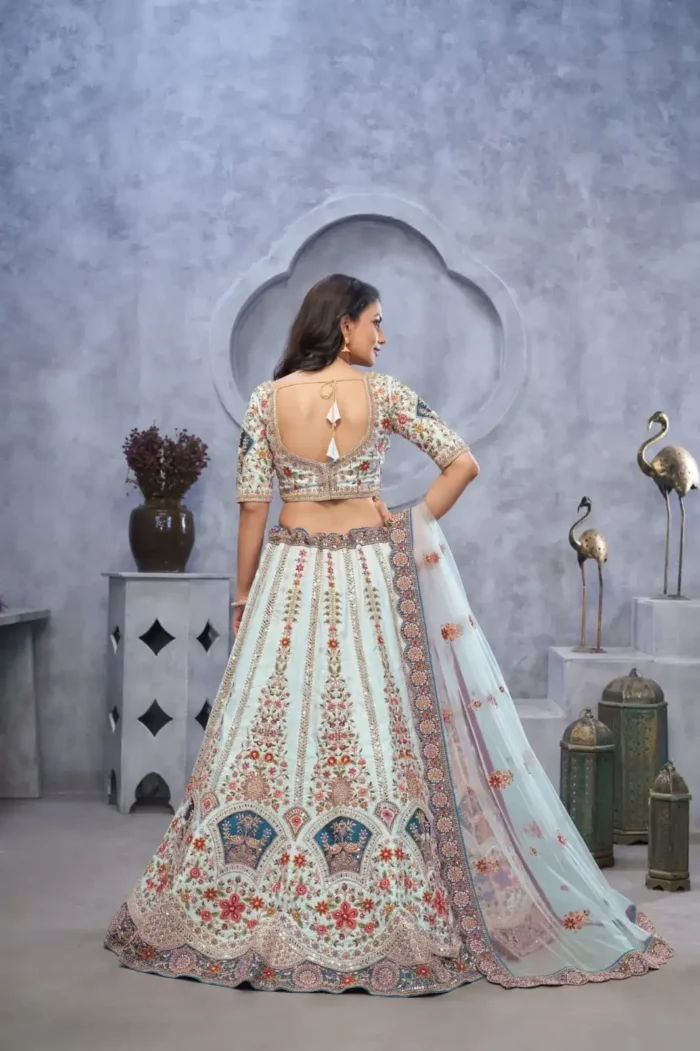 Zari Paisley Embroidery & Silk Patches Work Bridal Lehenga Choli