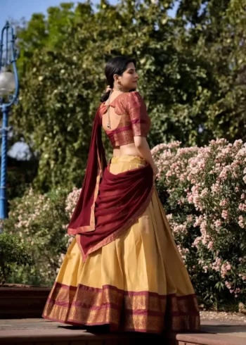 Zari Weaving Work Kanchipuram Half Saree Lehenga Choli