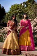 Zari Weaving Work Kanchipuram Half Saree Lehenga Choli