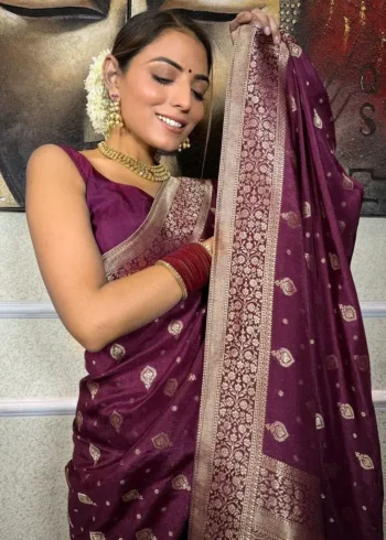 Zari Work Jacquard Weave Wedding Banarasi Silk Saree