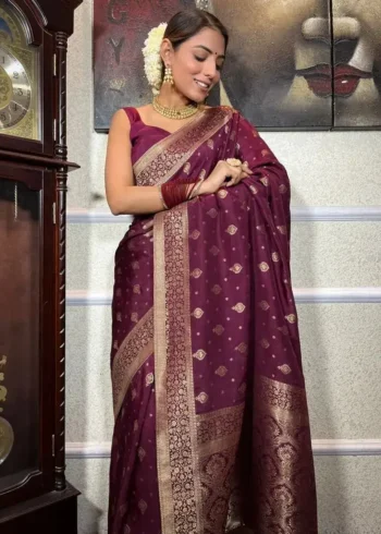 Zari Work Jacquard Weave Wedding Banarasi Silk Saree