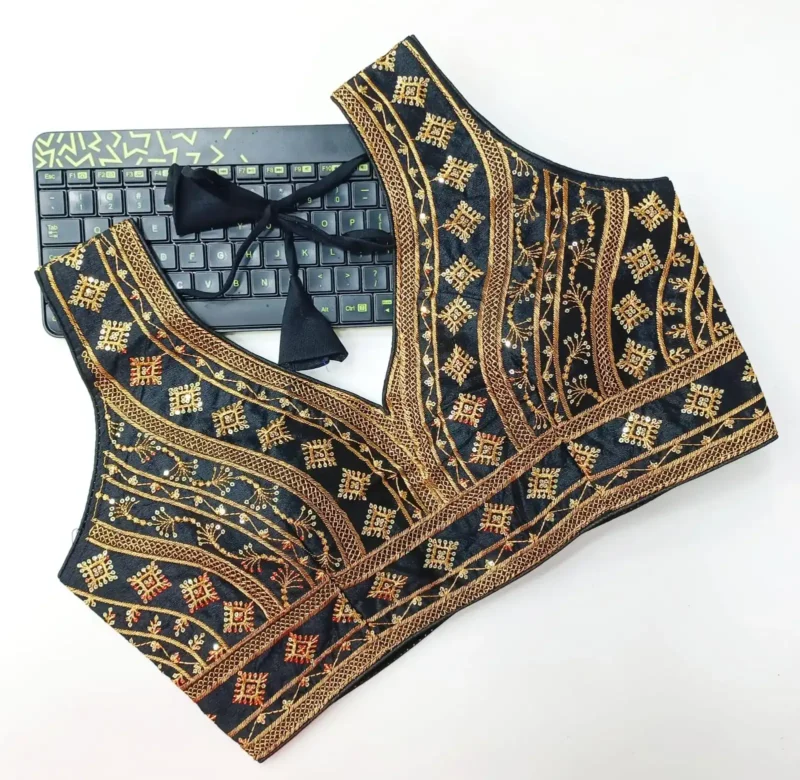 Back Open Style Zari Thread Embroidered Blouse