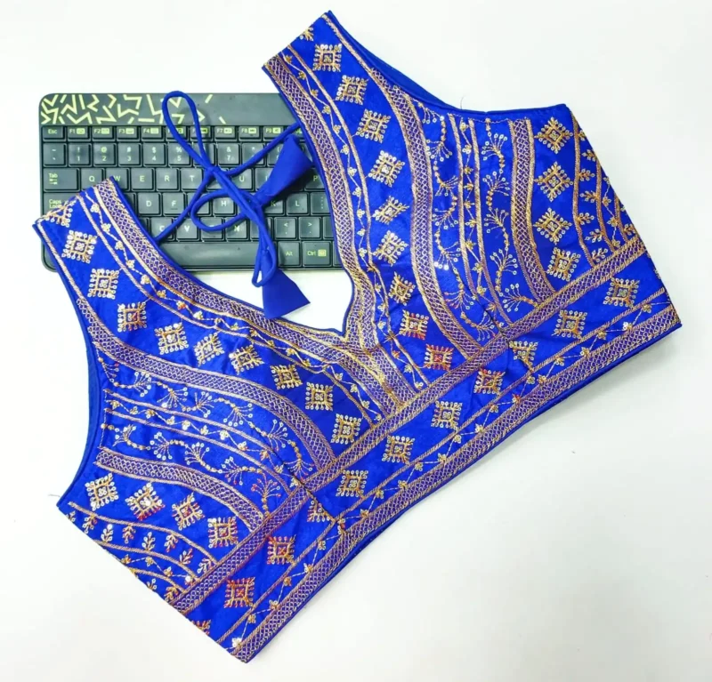Back Open Style Zari Thread Embroidered Blouse