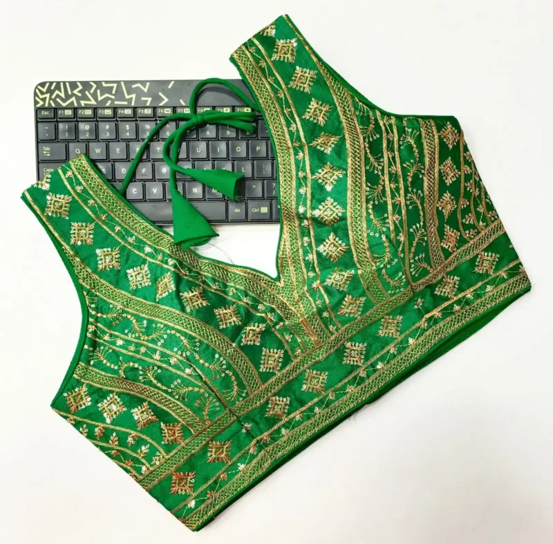 Back Open Style Zari Thread Embroidered Blouse