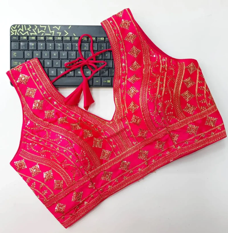 Back Open Style Zari Thread Embroidered Blouse