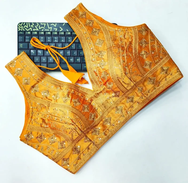 Back Open Style Zari Thread Embroidered Blouse