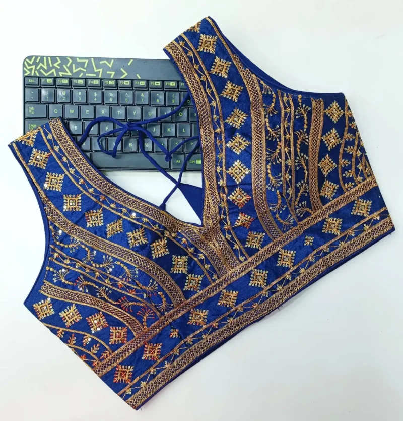 Back Open Style Zari Thread Embroidered Blouse