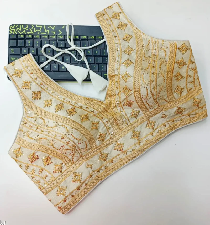 Back Open Style Zari Thread Embroidered Blouse