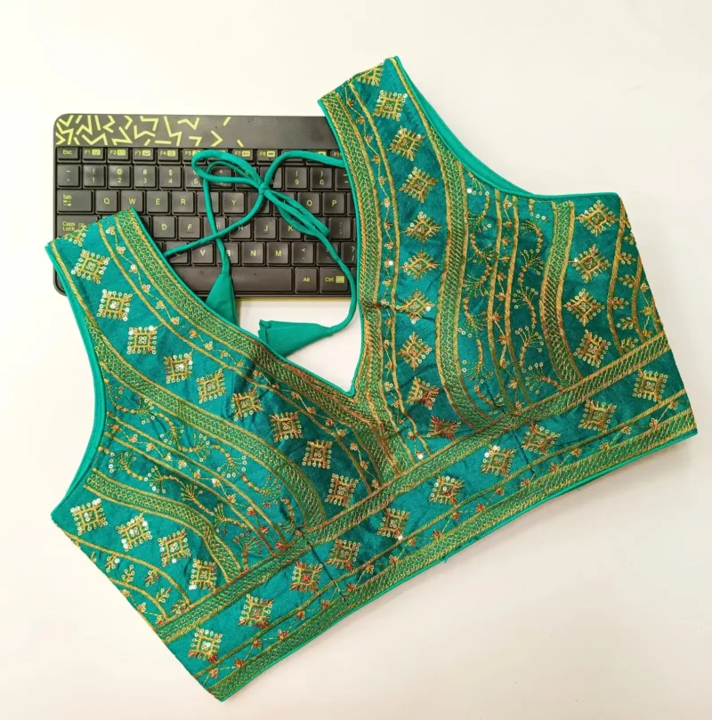 Back Open Style Zari Thread Embroidered Blouse