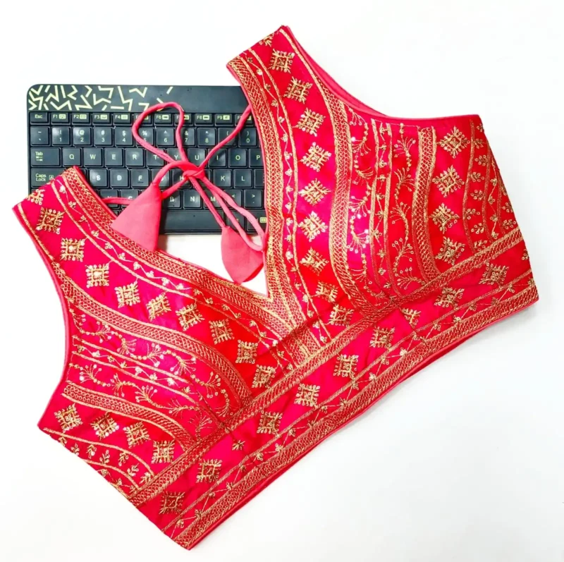 Back Open Style Zari Thread Embroidered Blouse