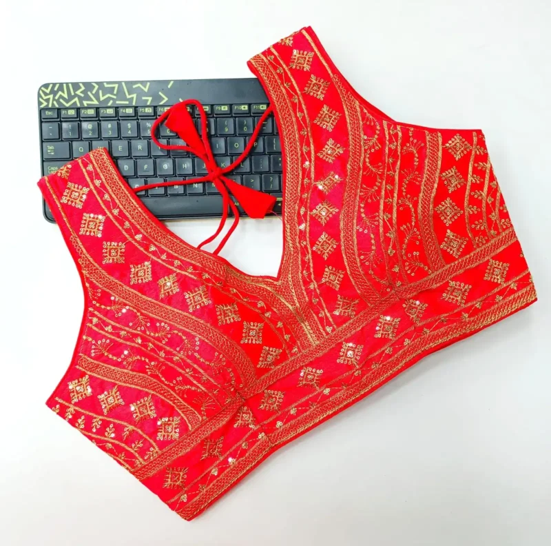 Back Open Style Zari Thread Embroidered Blouse