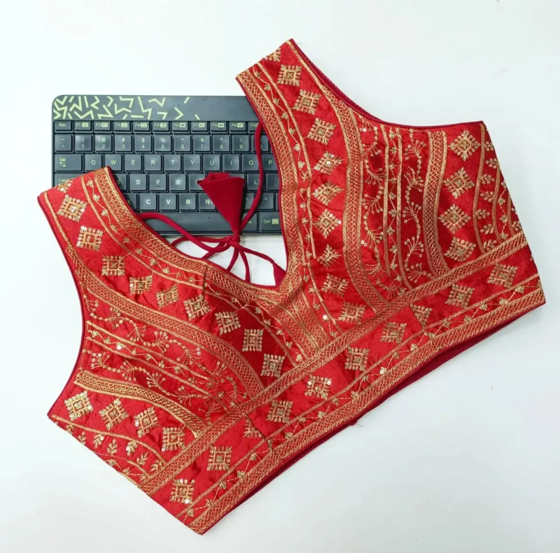 Back Open Style Zari Thread Embroidered Blouse