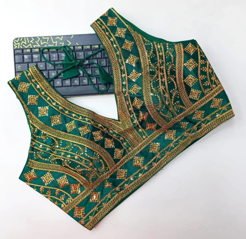 Back Open Style Zari Thread Embroidered Blouse