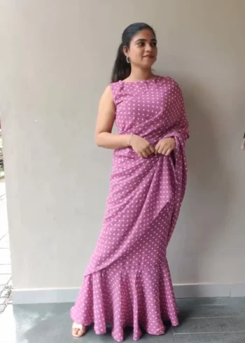 Beautiful Printed Soft Georgette Saree Style Gown
