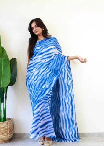 Beautiful Printed Soft Georgette Saree Style Gown