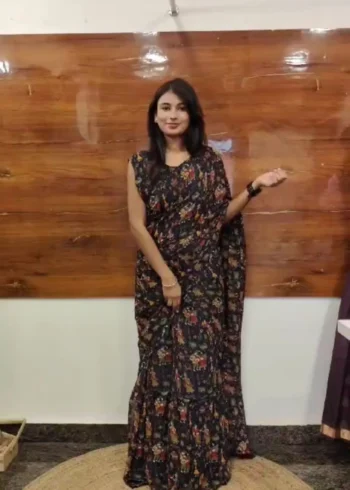 Beautiful Printed Soft Georgette Saree Style Gown