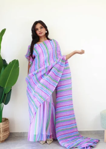 Beautiful Printed Soft Georgette Saree Style Gown