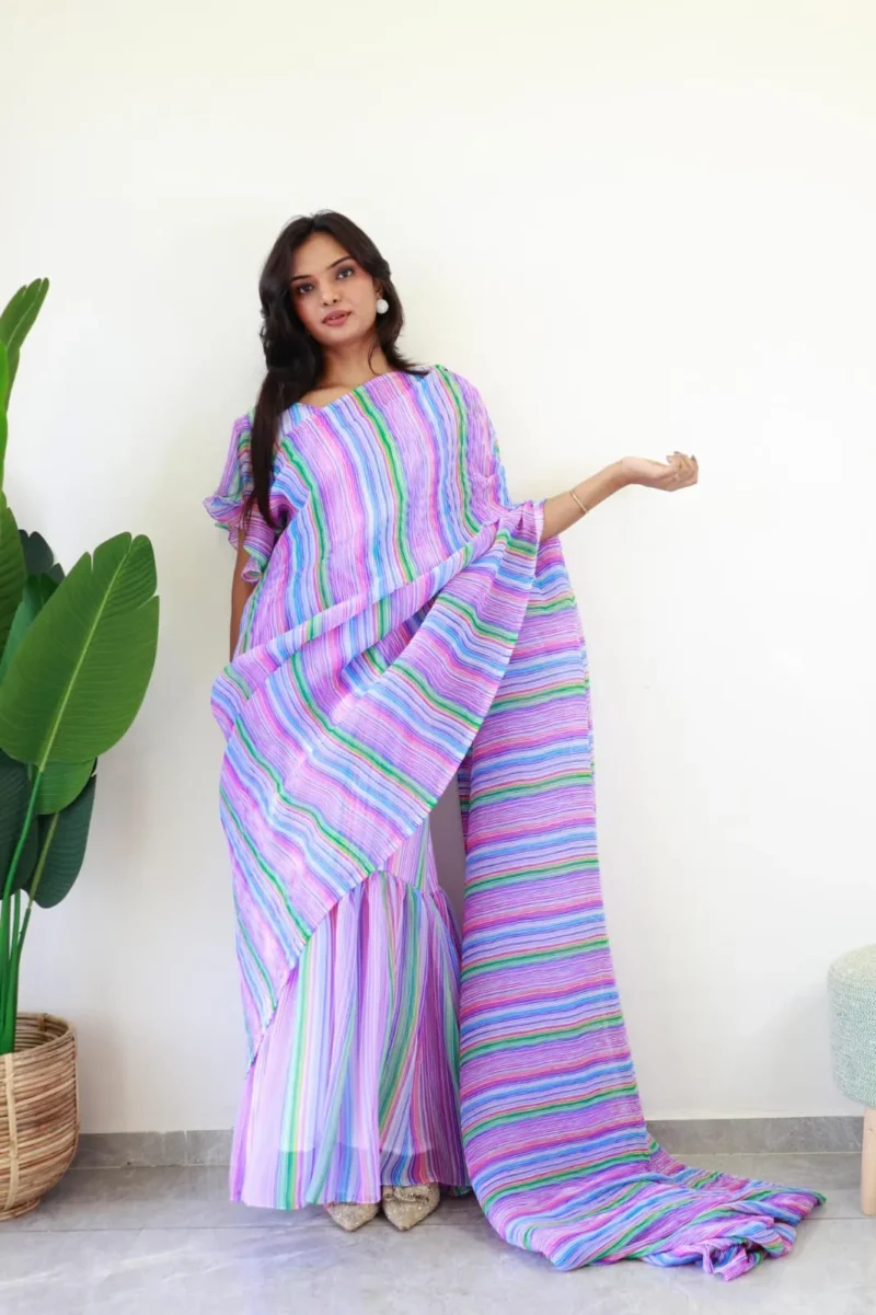 Beautiful Printed Soft Georgette Saree Style Gown