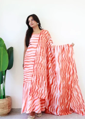 Beautiful Printed Soft Georgette Saree Style Gown