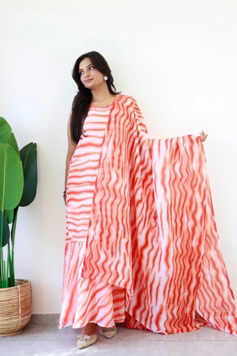 Beautiful Printed Soft Georgette Saree Style Gown