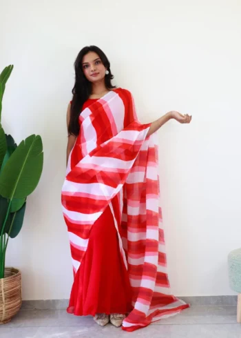 Beautiful Printed Soft Georgette Saree Style Gown