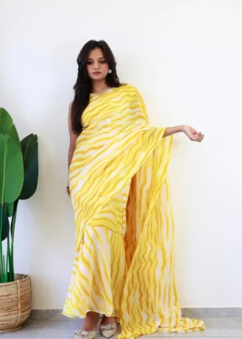 Beautiful Printed Soft Georgette Saree Style Gown