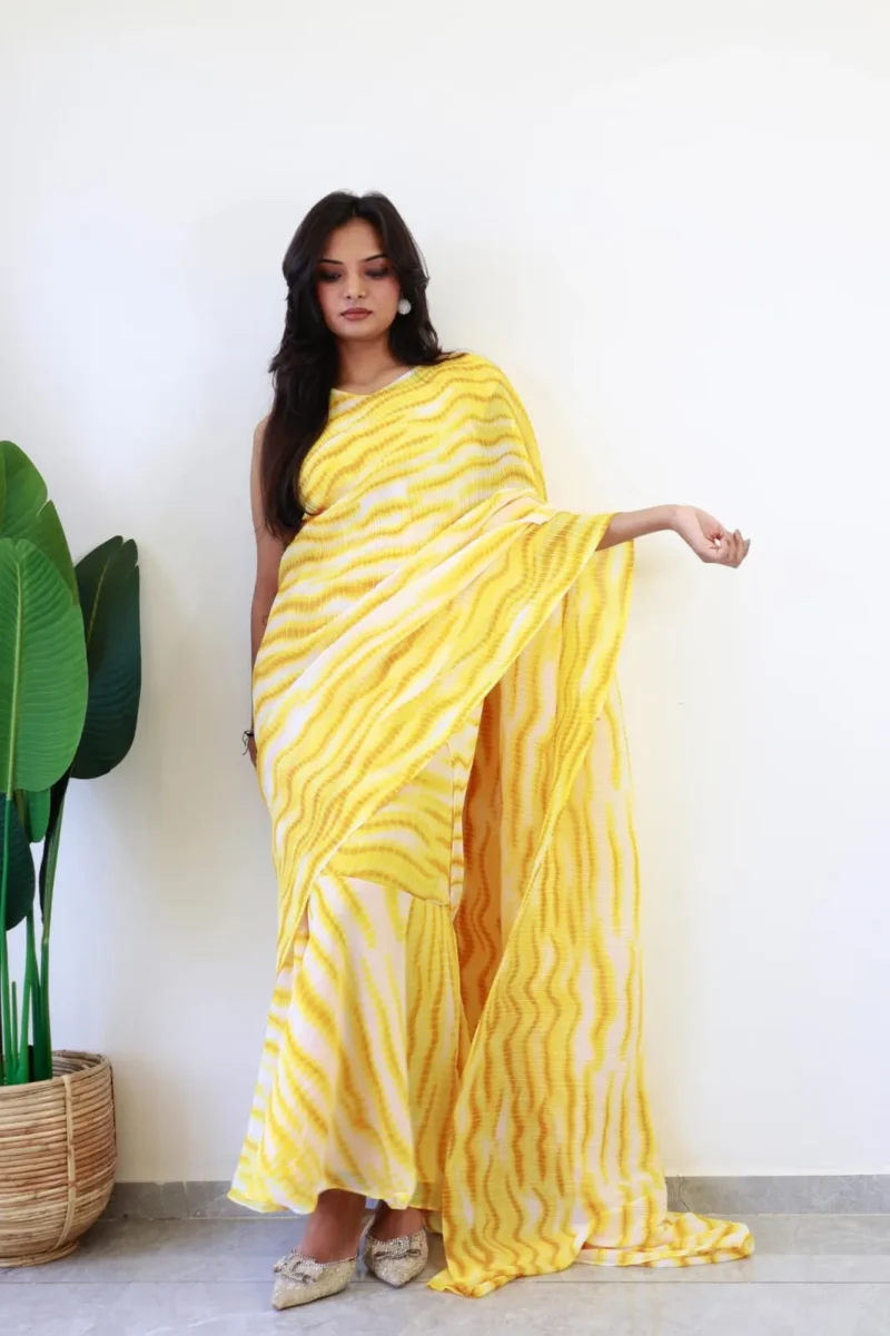 Beautiful Printed Soft Georgette Saree Style Gown