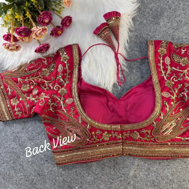 Beautiful Heavy Long Stitch Apple Cut Coding Work Bridal Blouse