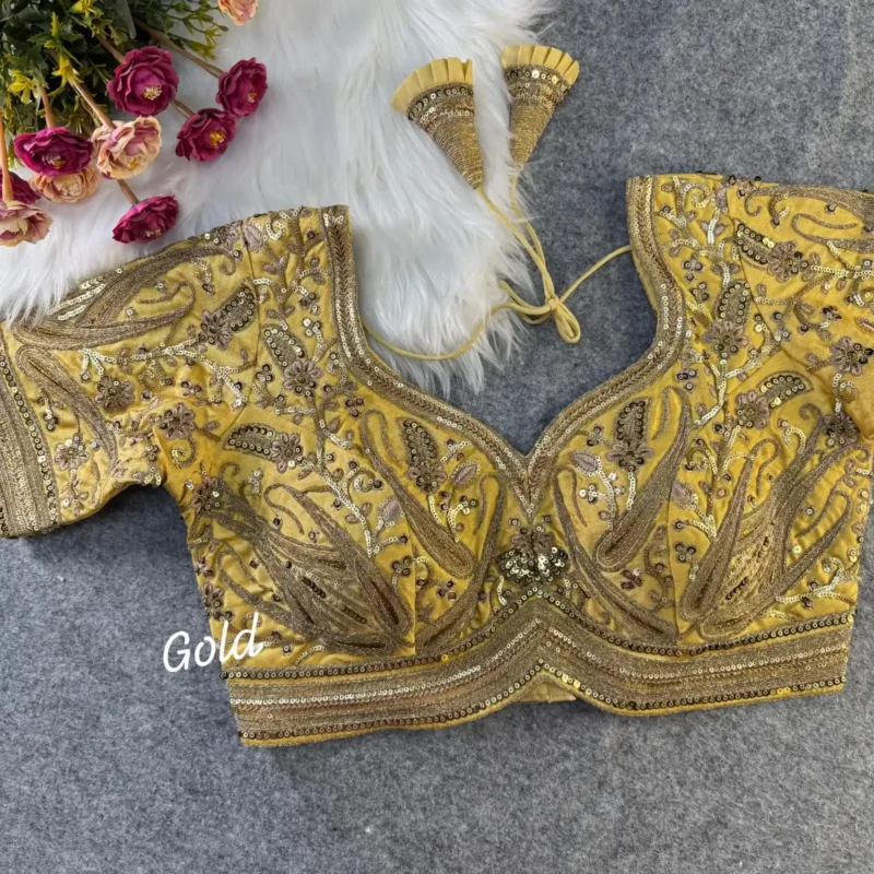 Beautiful Heavy Long Stitch Apple Cut Coding Work Bridal Blouse
