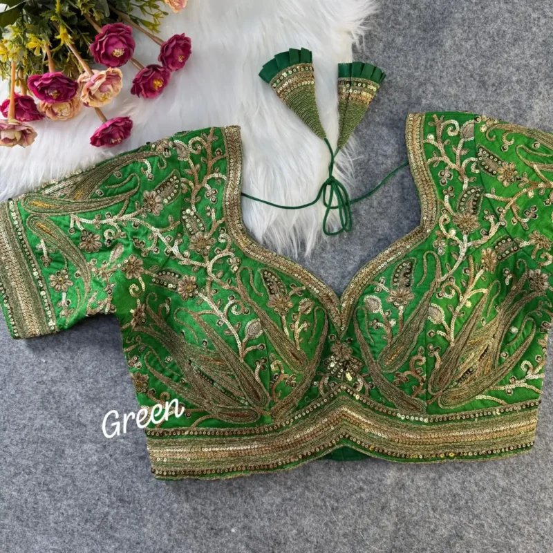 Beautiful Heavy Long Stitch Apple Cut Coding Work Bridal Blouse