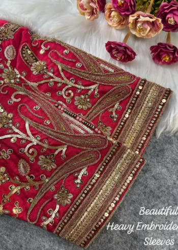 Beautiful Heavy Long Stitch Apple Cut Coding Work Bridal Blouse