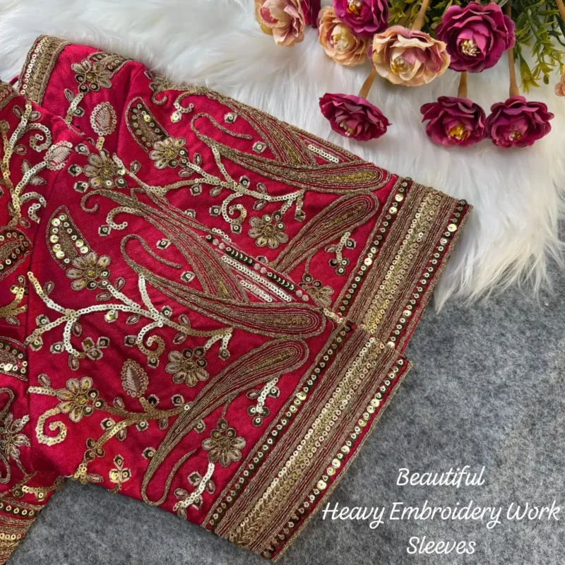 Beautiful Heavy Long Stitch Apple Cut Coding Work Bridal Blouse