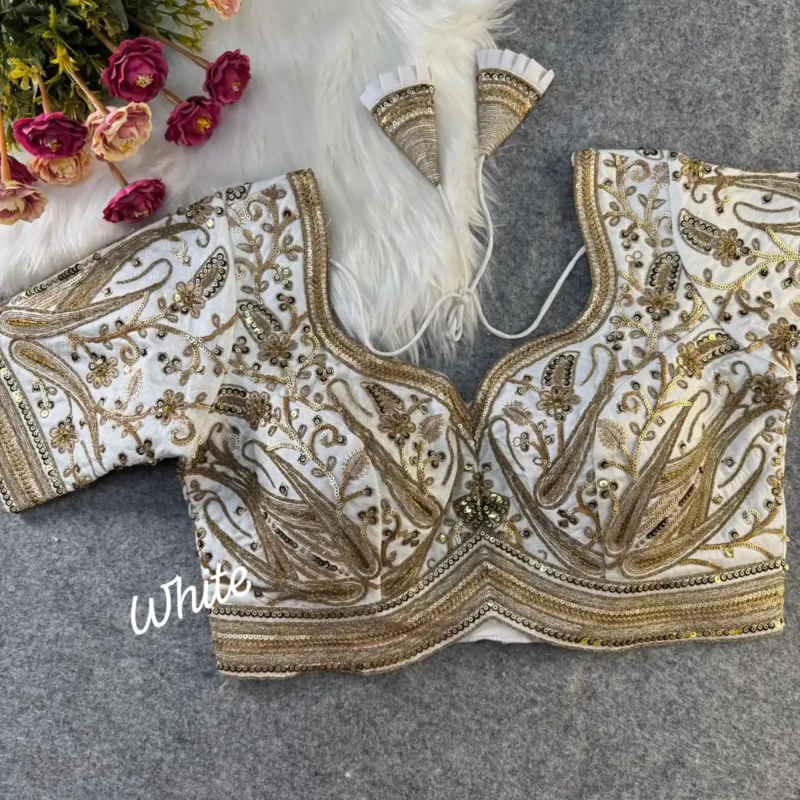 Beautiful Heavy Long Stitch Apple Cut Coding Work Bridal Blouse