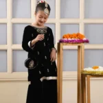 Black Velvet Kids Sharara Suit for Winters