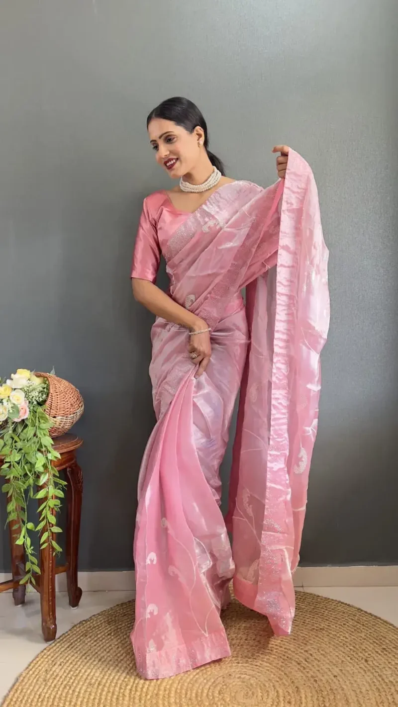 Burbury Silk Saree Sequence & Swarovski Work