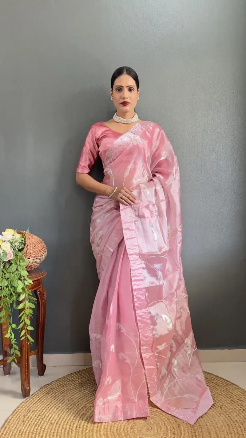 Burbury Silk Saree Sequence & Swarovski Work