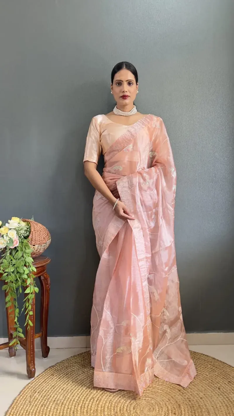 Burbury Silk Saree Sequence & Swarovski Work